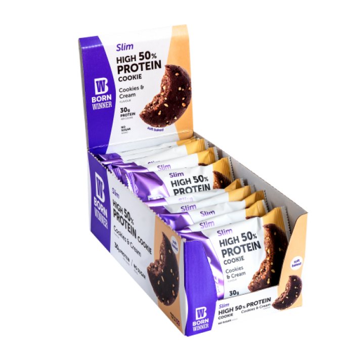 BORN WINNER Slim High 50% Protein Cookie Cookies & Cream 12x60 гр